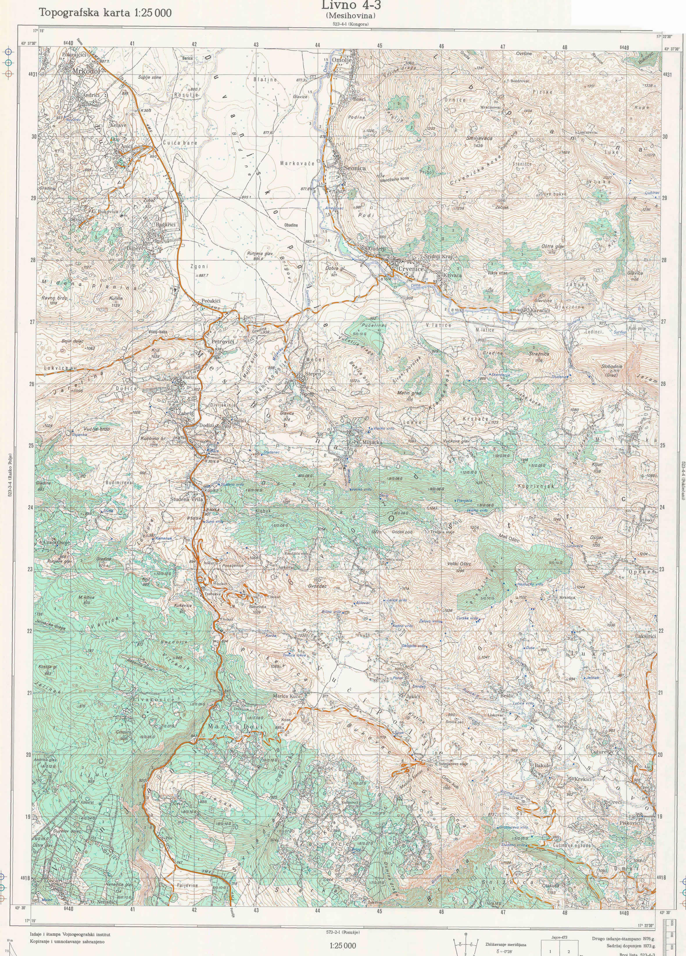  topografska karta BiH 25000 JNA  Mesihovina